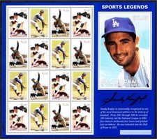 St. Vincent 1996 - SC# 2356 - Sandy Koufax Dodgers - Sheet of 16 Stamps - MNH