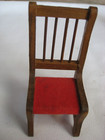 VTG Dollhouse 1:12  Wood Table, 4 High BackChairs w/ red cushion seats — photo 3