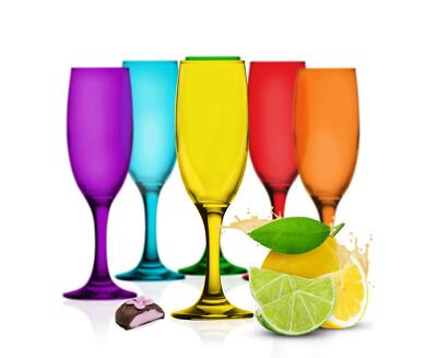 6 bunte Sektgläser 200ml Sektkelche Champagner Prosecco Sektglas Proseccoglas