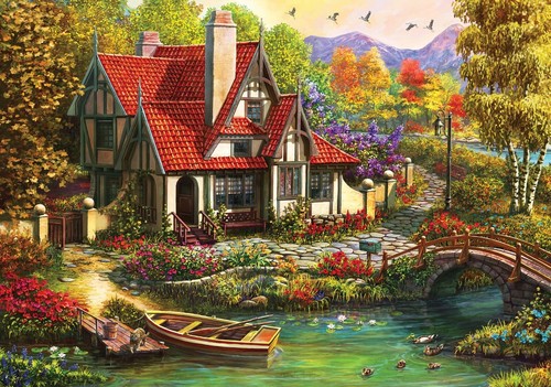 KS Games Jigsaw Puzzle 1000 Pieces Riverside Cottage Phillip Trully - Picture 2 of 2