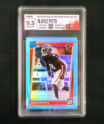2021 Panini Donruss Optic - Kyle Pitts - Rated Rookie Aqua Prizm /299 HGA 9.5