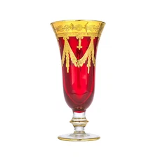 Interglass Italy Crystal Glass - 24K Gold Ruby Red Italian Champagne Flute