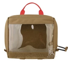 KRYDEX Clear Top Insert Pouch Bag Organizer Hook & Loop Large Coyote Brown