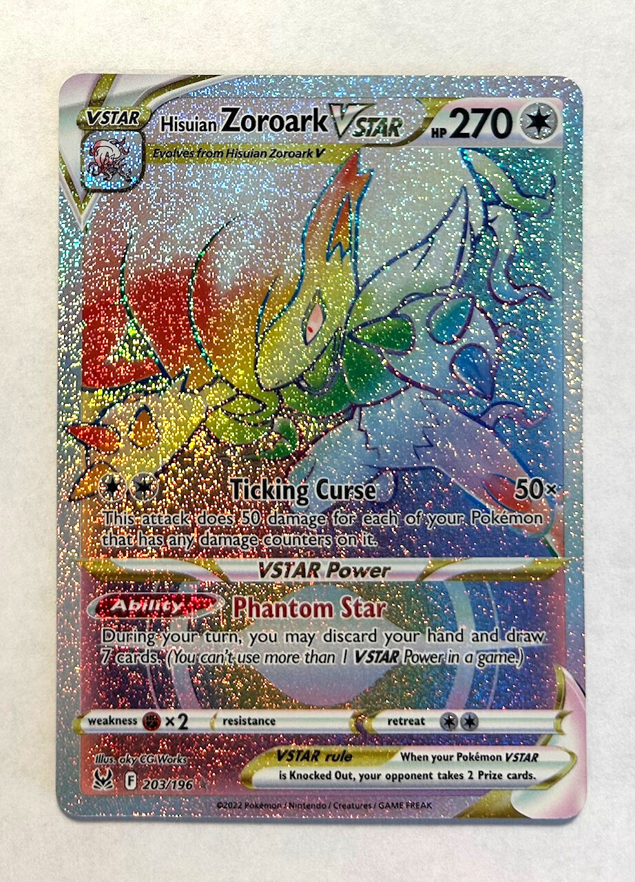 Pokemon Lost Origin - HISUIAN ZOROARK - VSTAR SECRET RARE - 203/196 - NM