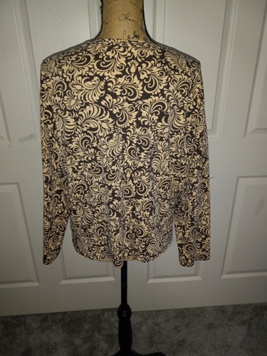 White Stag Women's Size XXL (2XG) Long Sleeve Brown and Tan Knit Top - Picture 6 of 7