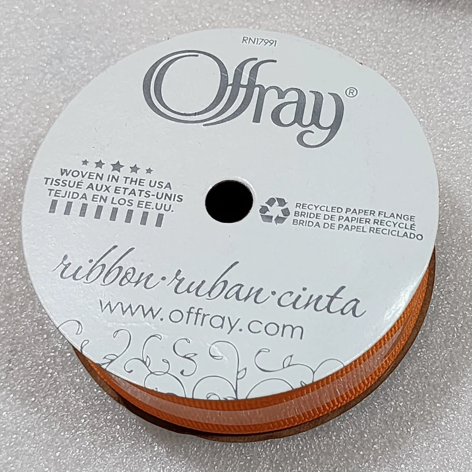 Offray Grosgrain Polyester Ribbon, Torrid Orange, 7/8 in x 18 feet - Image 2 of 4