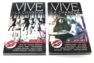 8 CDS VIVE LA CHANSON VOL. 1 und 2 Piaf etc. DIVERSE INTERPRETEN / 2 x 4 CD-SET 