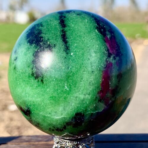 420G Natural green Ruby zoisite (anylite) crystal sample Healing ball - Picture 10 of 20