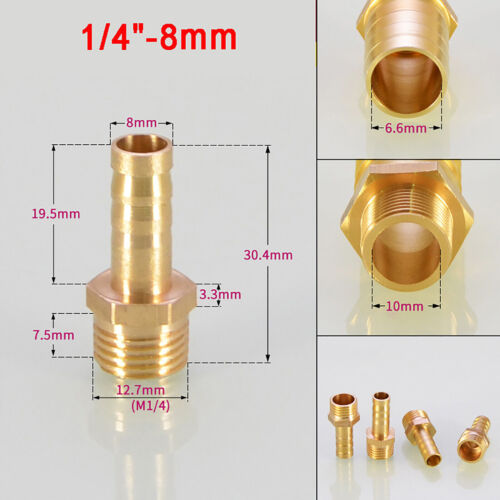 Brass Hose Barb Tail Fitting 1/8 1/4 3/8 BSP to 6mm~19mm.Male Thread Connector - Picture 14 of 26