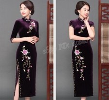 Cheongsam Dress Vintage Chinese Qipao Velvet Small Medium Large XL Size 4-16 New