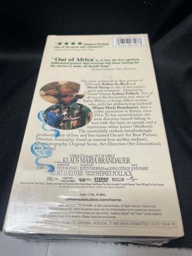 Out Of Africa (VHS 2001 Brandneu) Benny Young, Robert Redford, Meryl Streep - Bild 2 von 3
