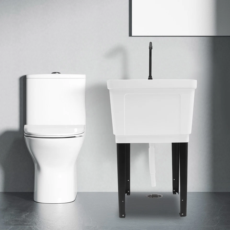 Fregadero de utilidad de ahorro de espacio fregadero de lavandería independiente con grifo para garaje, tienda Foto 2 de 4