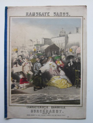 c1860 Ramsgate Sands viktorianisch illustriert Brandard Frith antike Kornett Musik