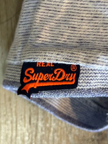 Men’s Superdry Blue Micro Stripe Orange Label Polo Shirt Size Small - Picture 3 of 8