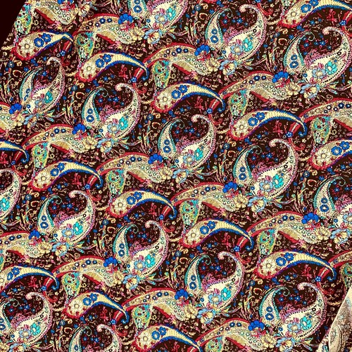 New Neman Bros Jersey Knit Fabric 5 1/4 yds Paisley Flora Colorful Excellent - Picture 8 of 11