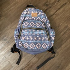 KELTY Backpack Diaper Bag Gray Turquoise Aztec Print Changing Pad Bottle Pockets