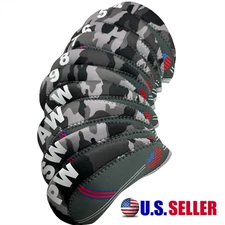 10 pcs Golf Head Cover Club Iron Head Covers Set US Camuflage US Army USA Flag