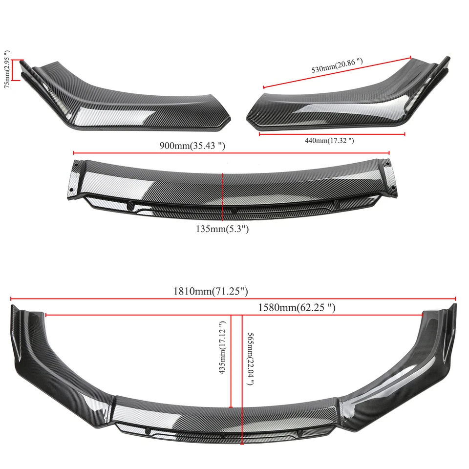 For Honda Accord 2001-2010 Front Bumper Lip Splitter Chin Spoiler Carbon Fiber Foto 2 de 4
