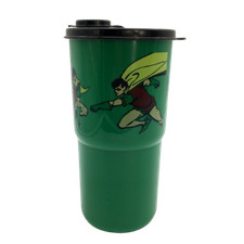 NUEVO Tupperware Thirstquake Batman Robin vaso 2 piezas juego verde azul con sello negro
