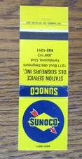 SUNOCO GAS STATION MATCHBOOK COVER: TERREBONNE, QUEBEC EMPTY MATCHCOVER -B23