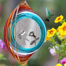 3D Animations Hummingbird Wind Spinner for Yard and Garden,12In Metal Wind Spinn