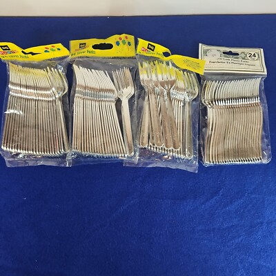 4 Pk 24 Count Silver Plastic Mini Forks