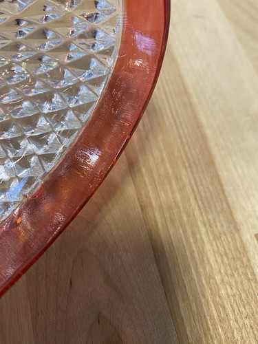 Vintage Indiana Glass Ruby Red Flash Diamond Point Lg. Oval Covered Butter Dish - Picture 10 of 13