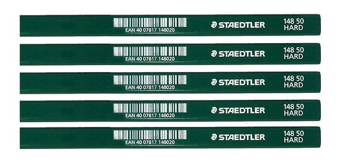 STAEDTLER Carpenters Pencil 5 Piece Green Hard ST-148/50 MADE IN GERMANY - Picture 2 of 2