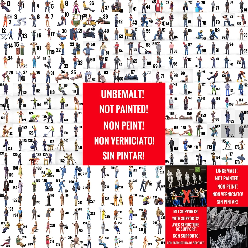 Figuren 1:24 (7,7cm) Miniaturen unbemalt 1/24 Diorama Modellbau 3D Druck - Bild 2 von 4