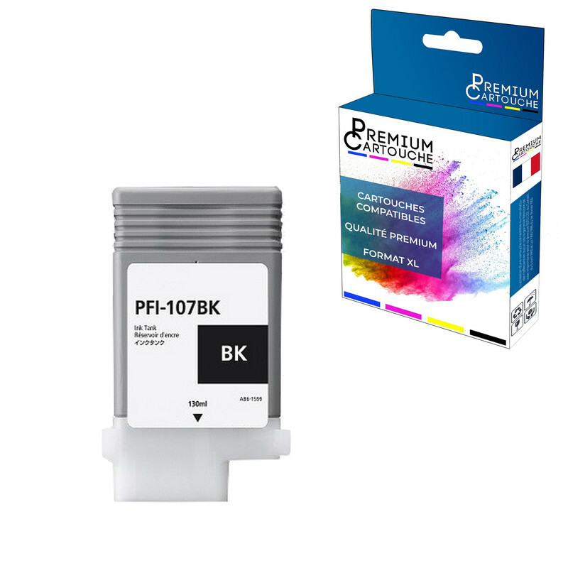 Cartouche PFI-107BK Canon compatible encre noire contre les traces de sechage