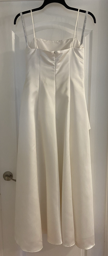 Alfred Angelo 10 Wedding Dress Ivory Satin Spaghetti Strap Ruched Simple Elegant - Picture 2 of 21