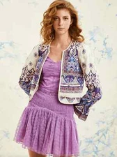 NWT $345 Love the Label Jaelyn Quilted Jacket In Delilah Border Print XS