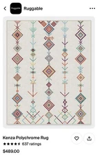 Ruggable Kenza Polychrome in 3 sizes, 8x10, 6x9, and 4x6. Rug pad not included.