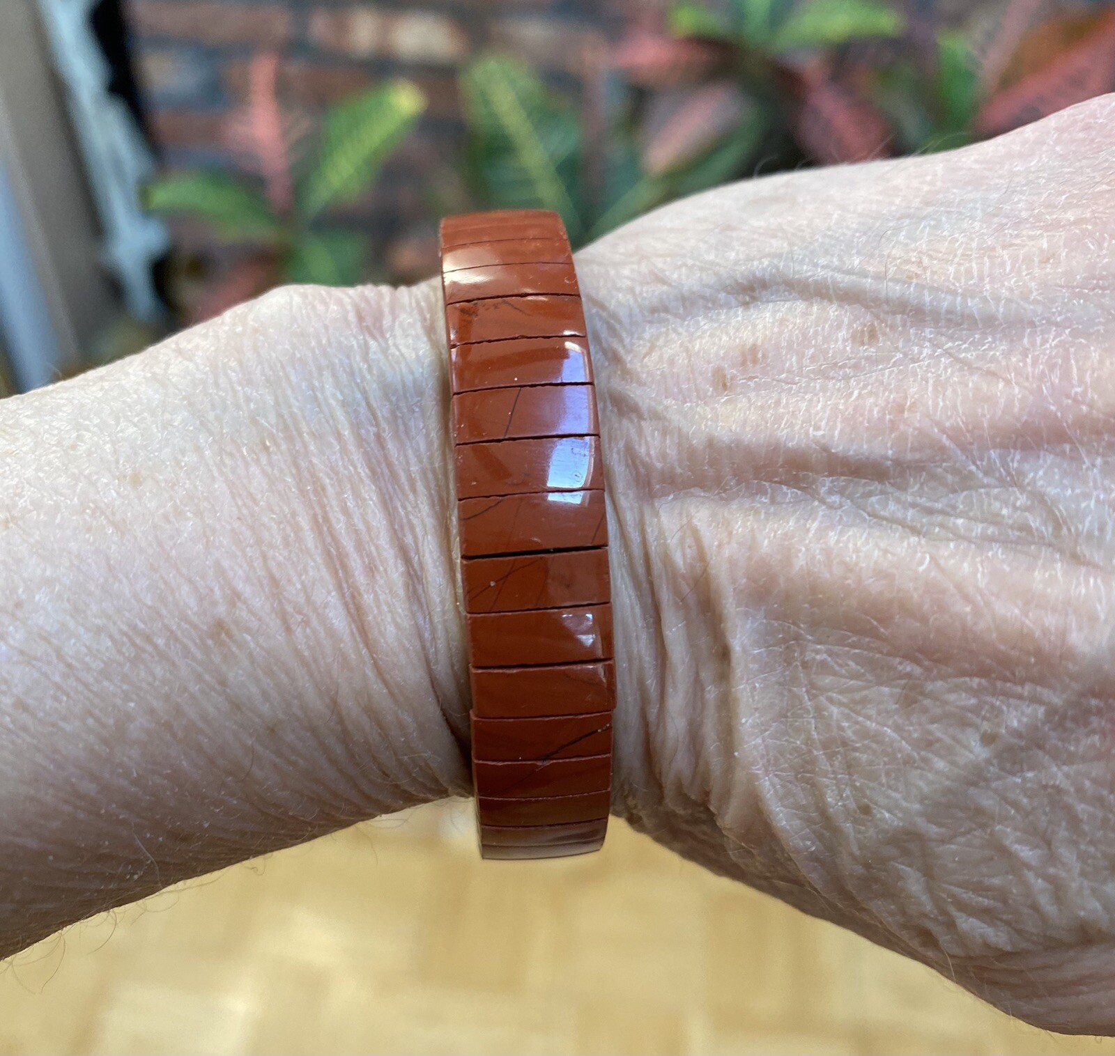 RED Jasper/Agate Full Panel Silver Expandable Cuf… - image 2