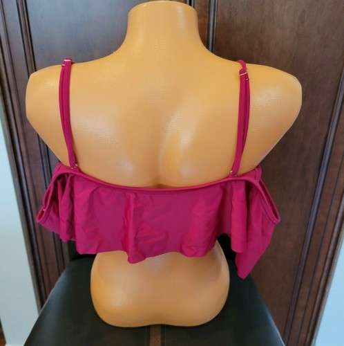 Raisins Swimsuit Bikini Top Mermaid Flounce Bra Burgundy Swim Top Sz Large - Picture 3 of 5