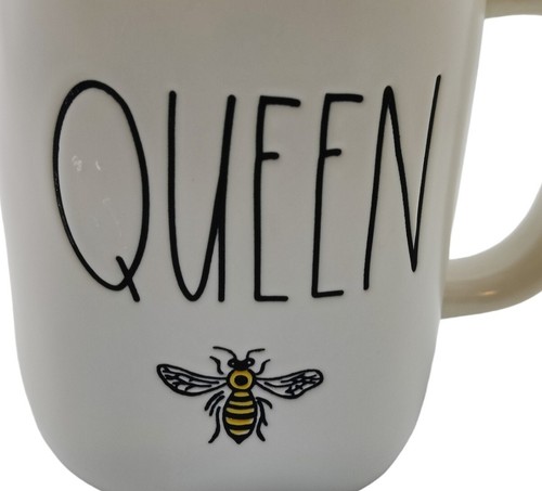 Tazza ape regina in ceramica bianca Rae Dunn con coperchio topper corona gialla - Foto 7 di 12
