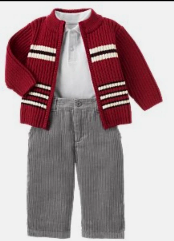 Talla 4 Nuevos PANTALONES DE PANA GRIS Gymboree Tradiciones Vacaciones Niño Navidad Algodón Foto 3 de 4