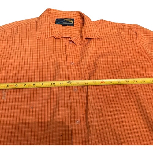 Address Unknown Authentic Button Up Gingham Plaid Shirt Sz L Orange Read - Picture 8 of 8