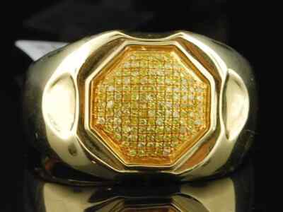 2.0Ct Lab Created Citrine Cluster Pinky Ring Men's 14K Yellow Gold Plated Round
