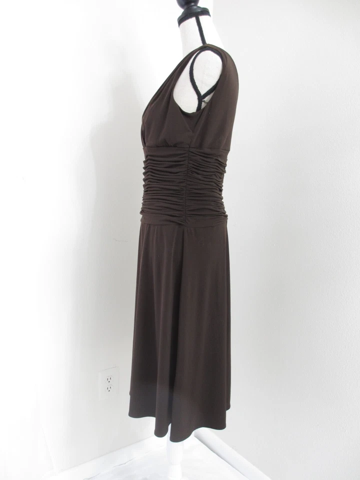 Vestido Dressbarn Bombshell Mujer 12 Marrón Acanalado Adelgazante SEXY Favorecedor Años 90 Y2K Foto 3 de 4