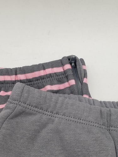 Hanes Baby Zippin 2 Pack Fleece Pants w Side Zipper Steel/Pink Stripe 0-6 Months - Picture 2 of 4