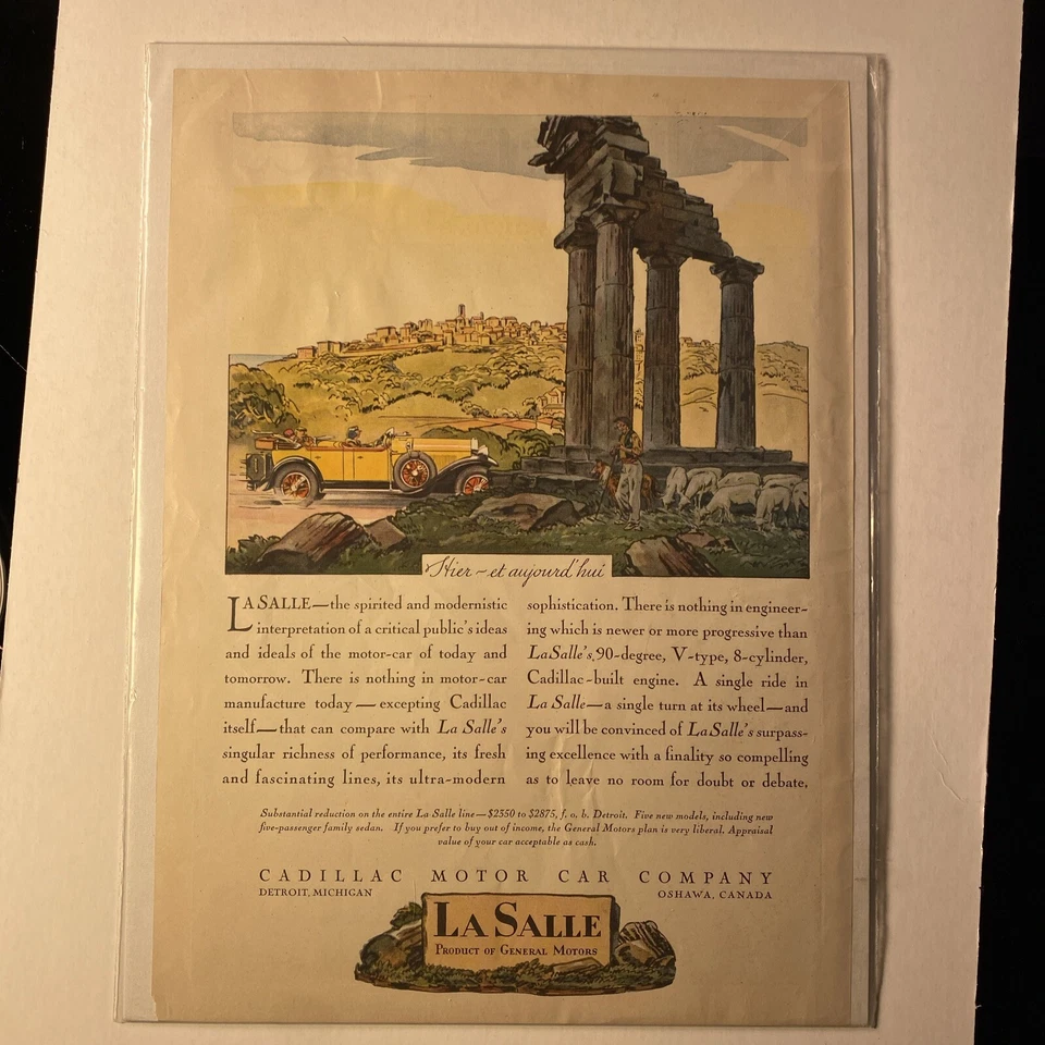 De Colección Amarillo 1928 LASALLE Cadillac Lujo Convertible Motor Coche Efímero Años 20 GM Foto 2 de 3