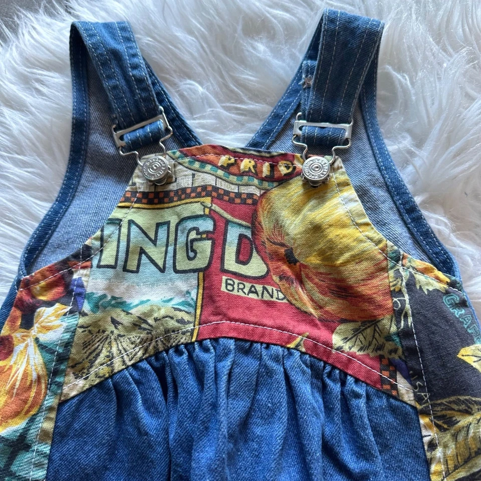 Mono hecho a mano 12M sin marca retazos granja casa de campo mameluco pierna ancha en caja Foto 2 de 4