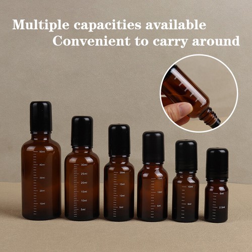 1Pcs Empty Brown Glass Lid Steel Ball Roller Essential Oil Perfume Bottle AT - Picture 5 of 18