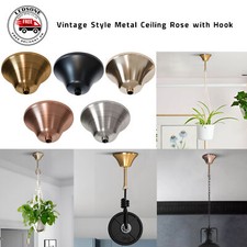 Vintage Style Metal Ceiling Rose with Hook for Light Fitting Chandelier