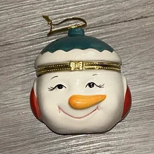 Vintage Snowman HEAD Christmas Ornament Gift Box