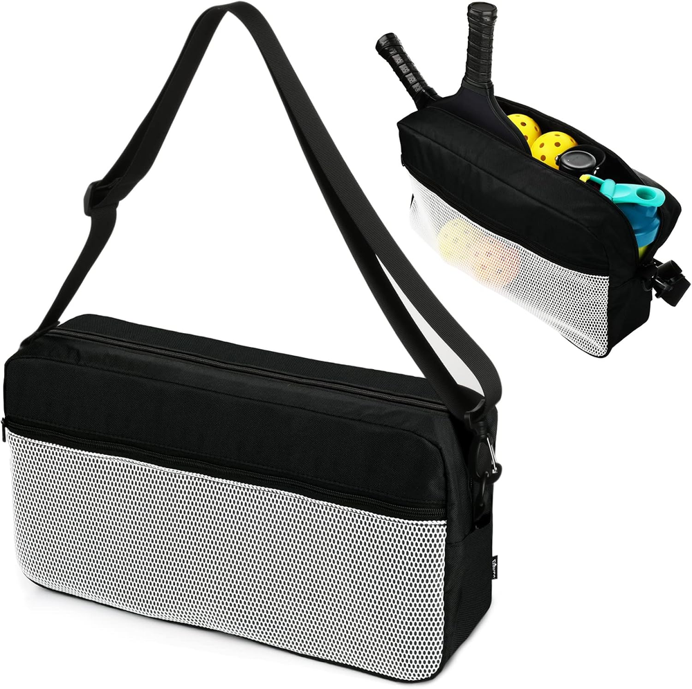 Pickleball Sling Bag for Men and Women with Paddle and Ball Storage  