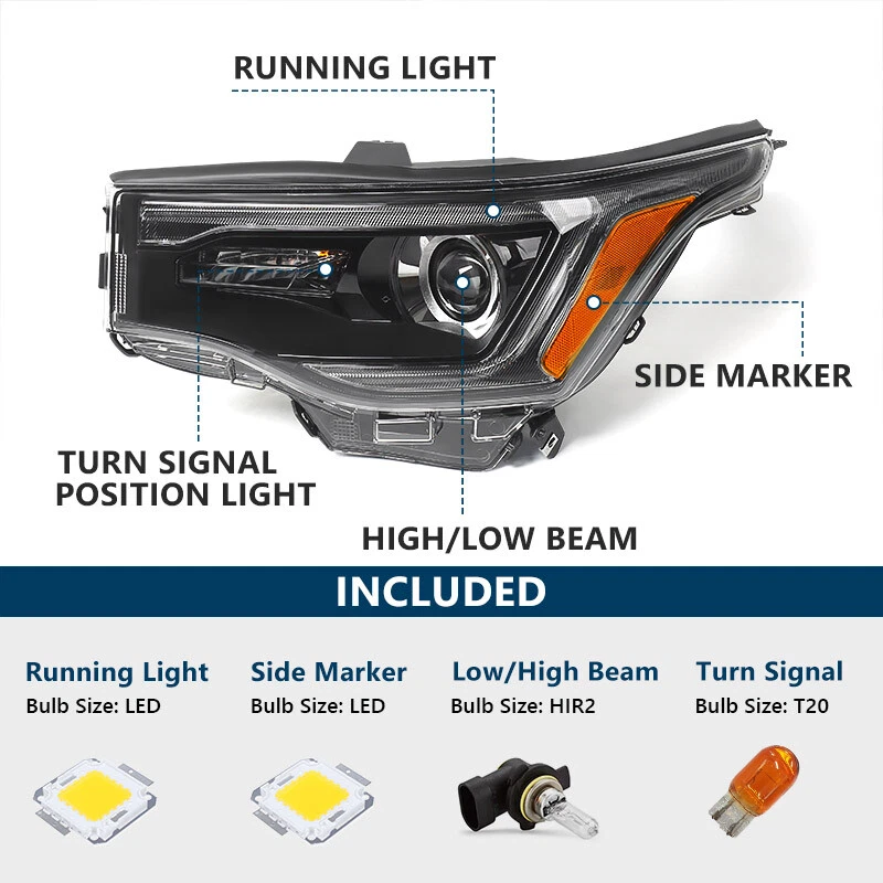 2P For GMC Acadia 2017-2019 w/ LED DRL Black Halogen Headlight Headlamp LH & RH Foto 2 de 4