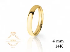 14K Yellow Gold 4mm EUROPEAN Wedding Band Ring - Comfort Fit HIGH POLISHED