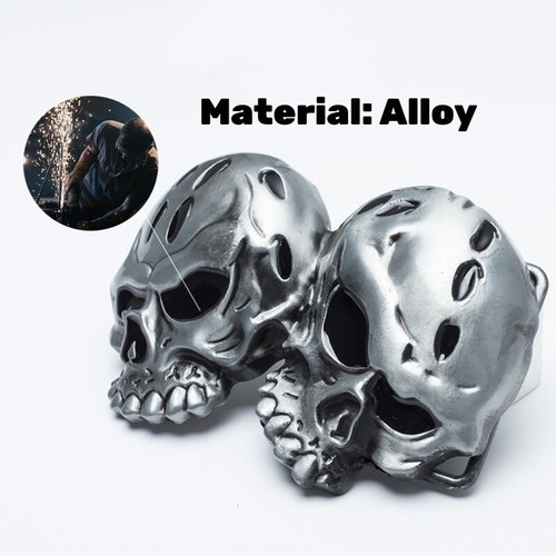 Echt Leder Taillengürtel Mode Retro Totenkopf Schnalle Unisex Punk Rock Biker Gürtel - Bild 10 von 15